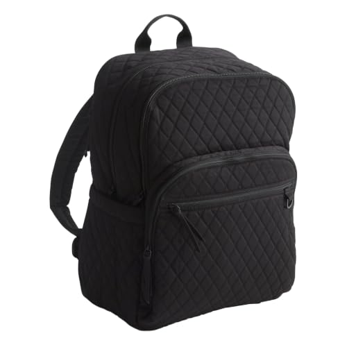 Vera Bradley Women's Premium Cotton Large Bancroft Backpack – 15" Laptop & Trolley Sleeves – Moonless Night, 28L