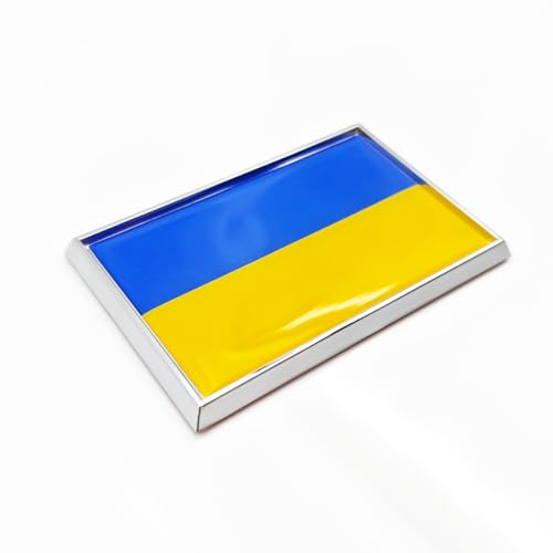 Image of Ukraine Flag Sticker Emblem Ukrainian Decal Car Chrome Flags, 2 Pack, 3 x 2 inches