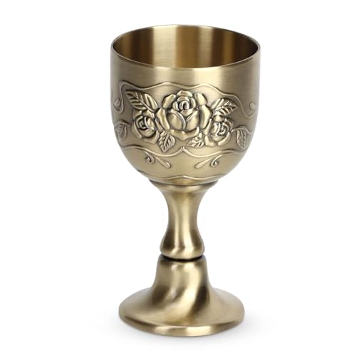 Copa, taza vintage hecha a mano, cáliz dorado repujado, cáliz