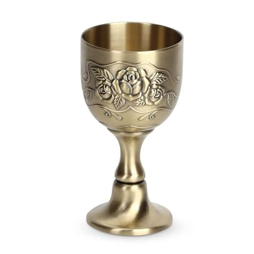 Cáliz vintage, Exquisita talla de rosas copa de cobre, copa de vino tinto de metal, cáliz de flores en relieve hecho a mano, copa de licor, decoración del hogar