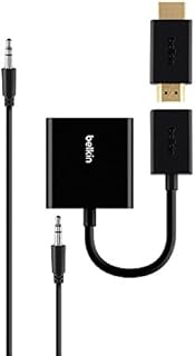 Belkin HDMI to VGA Adapter Kit, Compatible with Apple TV 4thGen and Other Generations, Amazon Fire TV, Google Chromecast, Chromebooks, Intel Compute Stick and Other HDMI devices (B2B137-BLK)