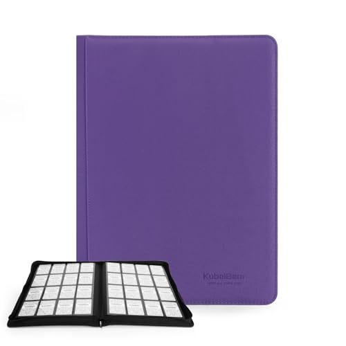 Image of Card Binder - 1024 Capacity, Zippered Trading Card Holder for MTG, Sports & Collectible Cards - Acid-Free, Durable & Travel-Friendly Storage (Purple dots, 16 Pocket)