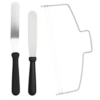 3 Stück Set Tortenmesser, Tortenschneider und Tortenbodenschneider mit 2 Spachteln, Winkelpalette für Präzises Schneiden, Kuchenschneider für Backwaren