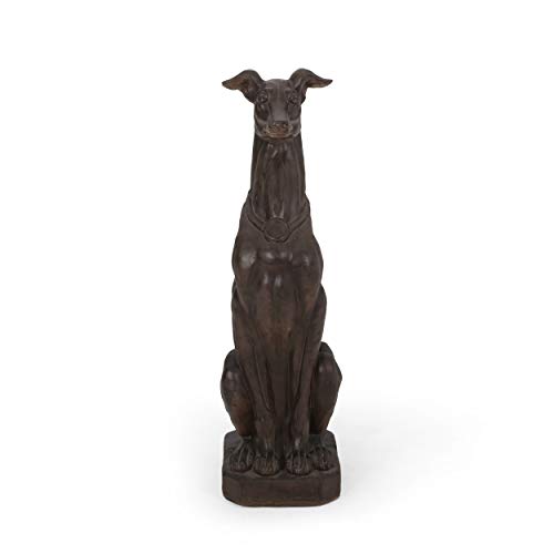 Estatua de perro galgo marrón oscuro