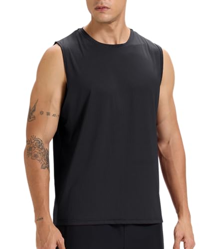Ärmelloses Shirt für Herren für Workout Training Tanktop Fitnessstudio schnelltrocknend Laufen sportlich Muskelshirt Schwarz L Ärmelloses Shirt für Herren für Workout Training Tanktop Fitnessstudio schnelltrocknend Laufen sportlich Muskelshirt Schwarz L