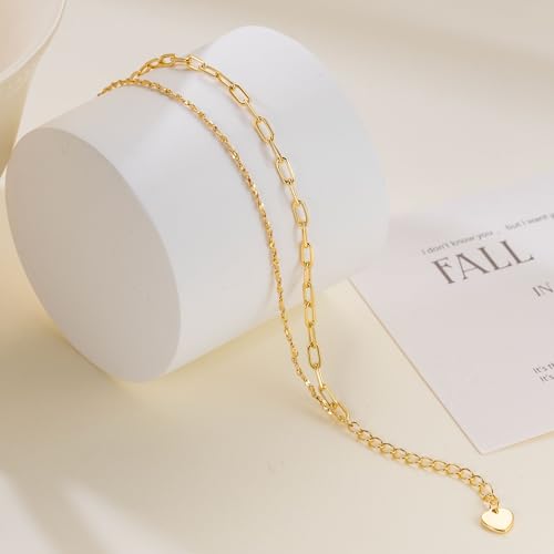 Gold Bracelet for Women 14K Gold Bracelets for Women Paperclip Bracelets for Womens Double-Layered Design for Everyday Wear Layered Bracelet for Womens3
