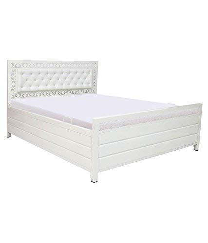 Carbin Metal Queen Size Bed With Storage & Foam Mattress Wrought Iron Queen Size Cot With Hydraulic Storage Double Bed Queen Size For Bedroom With Headboard & Footboard(75X60), White