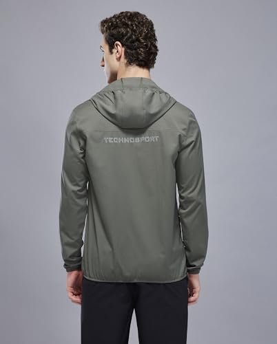 Image of TECHNOSPORT Men's Regular Fit Jacket with Zip Pockets, TS FLEXI Lightweight Windproof Quick Dry Full Sleeve Jacket for Gym Running and Travel