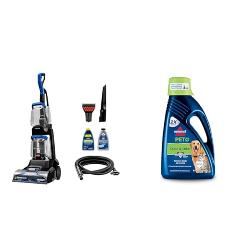 Image of BISSELL TurboClean Pet XL Upright Carpet Cleaner, Upholstery Tough Stain Tool & Formula included, 3746 + Bissell 2X Pet Stain & Odor Full Size Machine Formula, 60 Ounces, 60-Ounce, No Color, Fl Oz