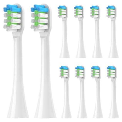 Vinuwu 10er-Pack Ersatzbürsten Kompatibel mit Lächen Zahnbürste Weich für Erwachsene Kompatibel mit Olybo und Lächen Ultraschall Elektrozahnbürste für RM-T8 / H9 / 051B / T5 S131-Weiß