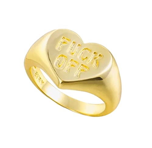Arzonai Fuck Off Heart Shape Ring Golden for women and Girls