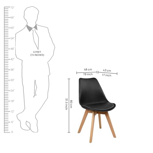 Image of Creative Cafe Chair This Sleek, Ergonomic Chair Features a Black Molded Plastic seat with Natural Wooden Legs, Perfect for Enhancing Modern Dining Rooms, Living Spaces. | (Pack of 1) (Black)