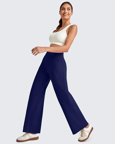 Image of G4Free EverGoing Wide Leg Ankle Pants for Petite Women with Pockets Stretch | Moisture Wicking, 4-Way Stretch, 7 /8 Ankle Length, Faux Fly Detail, Faux Back Pockets, Yoga To Casual Wear