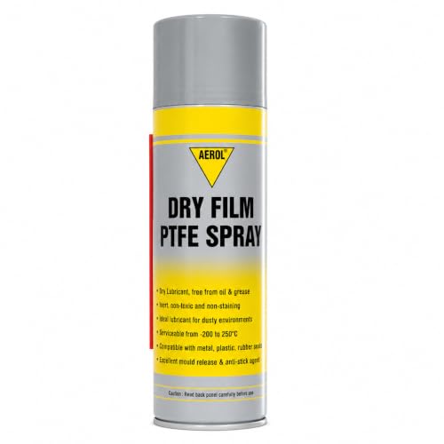 Image of Aerol Dry Film PTFE Spray, (300g /466ml), High Temp 250C Lubricant for Food Processing, Packaging & Bakery Machinery, Non-Toxic Mold Release Agent, White Odorless Film