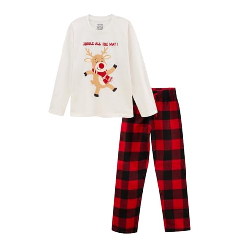 Image of Nap Chief Kids Cotton Full Sleeves Printed T-Shirt & Checkered Pyjama Set for Sleepwear, Night Suit for Boys & Girls