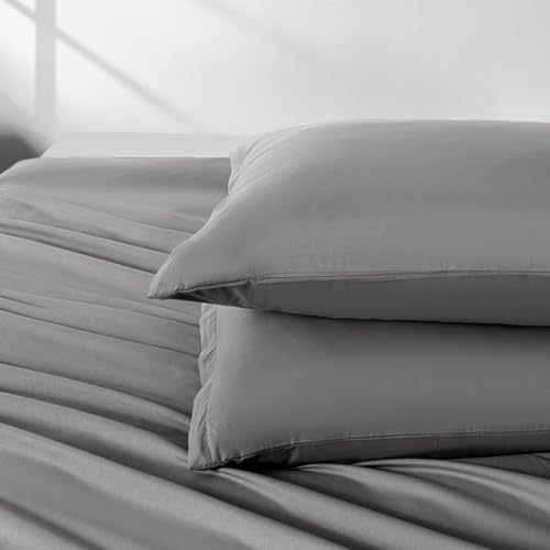 Image of 2 Pack Microfiber King Zipper Pillowcases, Soft Comfortable Not Shrink Dark Gray Pillow Case, Breathable Pillow Cases Set of 2 (20x36 Inches)