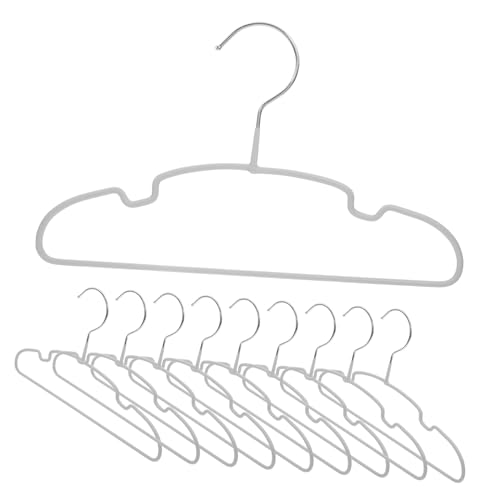 ERINGOGO 10 Piezas Perchas Infantiles Compactas de PVC con Recubrimiento Diseño Antideslizante para Organizar Ropa Pantalones Color Gris Mate para Armarios Pequeños