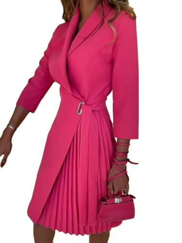 Robe tailleur élégante Tomwell col v au design plissé et finitions soignées