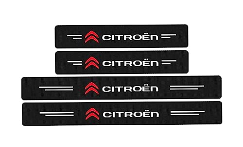RIDGOEL 4 Pièces Protection Seuil de Porte de Voiture pour Citroens Berlingo C-Elysee C1 C3 C5 C6 C4 DS5, Autocollant en Cuir de Fibre de Carbone Plinthes...