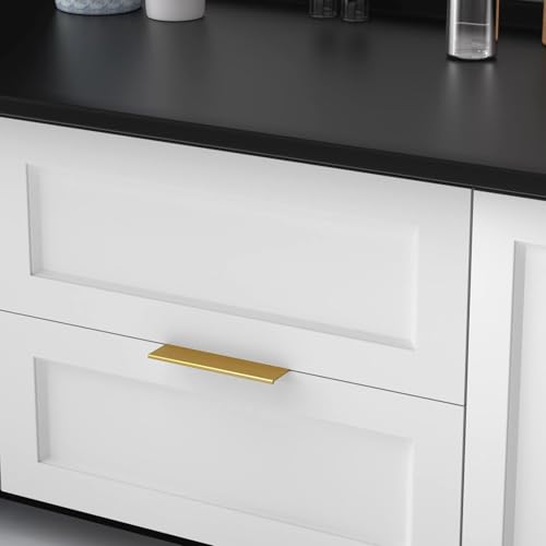 Image of Goldenwarm 50 Pack 6-1 /4 in Gold Finger Edge Pulls Drawer Finger Pulls Champagne Gold Kitchen Hardware Handles Bedroom Dresser Drawers