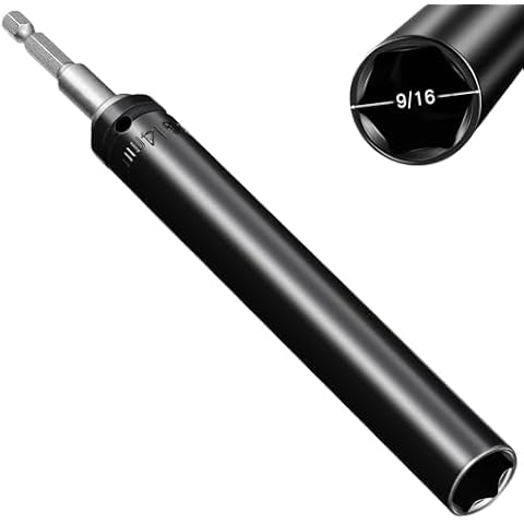 Blulu 9/16"(14mm) Power Nut Driver, Nut Runner Hollow Socket with 1/4" Hex Shank, Fit Long Bolts and Ductwork Power Nut Driver for Overhead Fastening Applications Operations (6 Inch) Cover