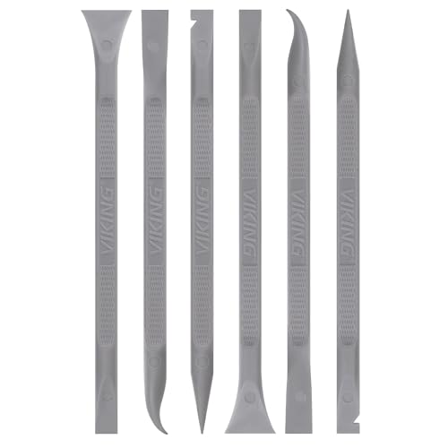 VIKING Car Detailing Pick Set for Car Detailing Kit, Safe Automotive Tool Set for Cleaning, Plastic Picks with 6 Cleaning Heads, Interior and Exterior Use, 6 Pack, Grey