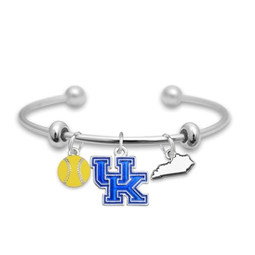 From the Heart Kentucky Softball Accent Charm Team Traditions Cuff Bracelet with Team Color Logo, Softball and State Accent Charm Officially Licensed Jewelry Fan UK