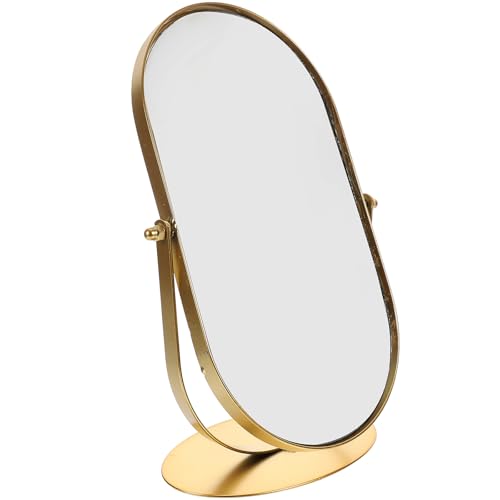 GANAZONO Espejo de Maquillaje de Sobremesa Luz LED y Diseño Vintage Metálico para Uso en Sala y Escritorio