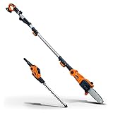 SuperHandy 2 in 1 Pole Saw 8-Inch and Hedge Trimmer 18-inch 20V 2Ah for Yard, Lawn, Garden and...