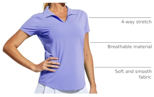 Image of MIER Women's Golf Polo Shirts Collared V Neck Short Sleeve Tennis Shirt, Dry Fit, Moisture Wicking