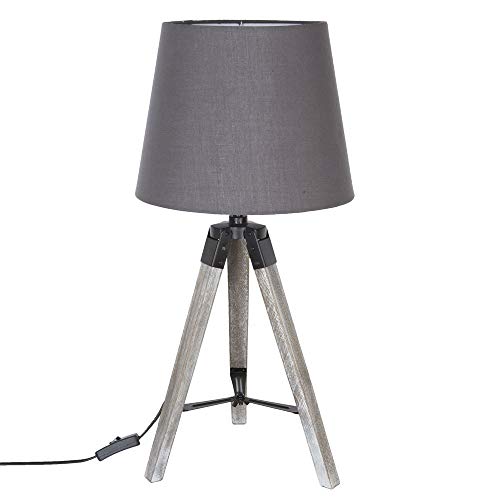 ATMOSPHERA CREATEUR D'INTERIEUR Lampe bois Runo - Trépied - H 58 cm - Gris