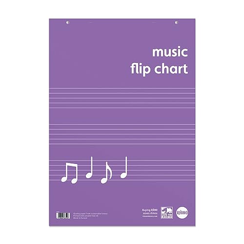 Image of Rhino A1 Music Flip Chart Paper Pad, 60-Page / 20 Music 5 Stave Ruling with Plain Reverse, 5-Pack, 30-Leaf, Office & School Stationery Supplies