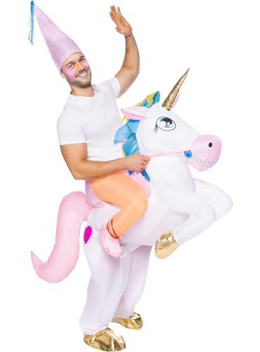 Funidelia | Disfraz a hombros de unicornio hinchable para hombre y mujer, disfraz de despedida de soltero - Disfraz para adultos accesorios para Fiestas y Carnaval - Talla única