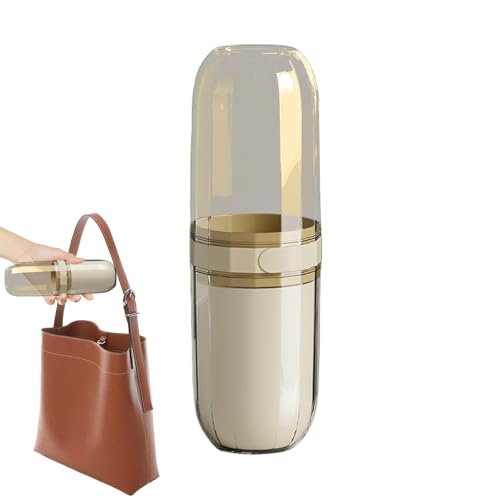 Estuche para cepillos de dientes de viaje, soporte para cepillos de dientes con tapa, organizador de vasos de viaje multifunción, recipiente compacto para pasta de dientes con vaso de enjuague bucal