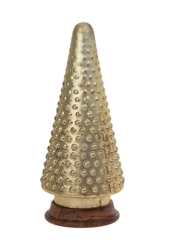 Boston International Glass Christmas Tree for Tabletop Mantel Shelf Winter Holiday Decorations for Home, Small, Nobby Burnished Gold