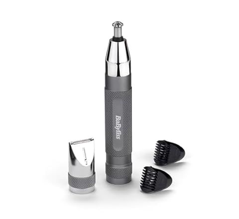BaByliss Super-X metalen neus-, oor- en wenkbrauwtrimmer, 3-in-1 detailtrimmer, neushaartrimmer, oorhaartrimmer, 2 opzetstu…