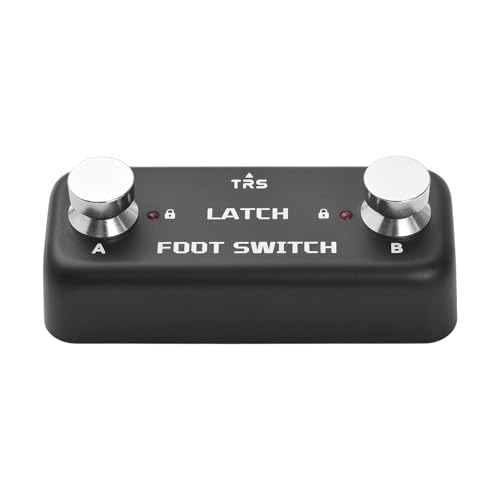 summina Doppel-Fußschalter Pedal Dual-Footswitch Pedal 2-Fußschalter Pedal mit Sperrfunktion LED-Anzeige 6.35mm Stereo-Eingang Plug-and-Play für Lautsprecher-Effekte