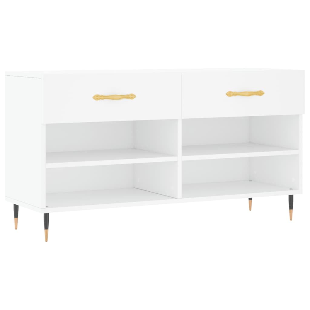 Meuble Rangement Chaussures Blanc 102 x 35 x 55 cm Bois Composite