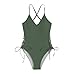 JOAU Womens One Piece Tummy Control Swimsuit Sexy Cut Out Criss Cross Back Drawstring Lace Up Slimming Bathing Suit Swimwear