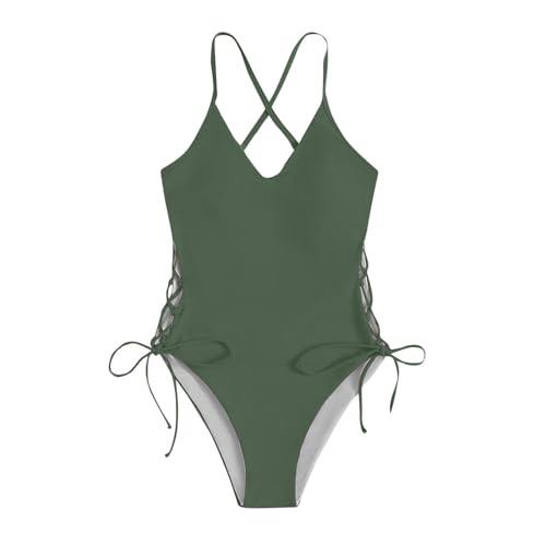 2025 Sexy One Piece Swimsuit Women Bathing Suit Sexy High Cut Out Crisscross Lace-Up Monokini Swimwear3