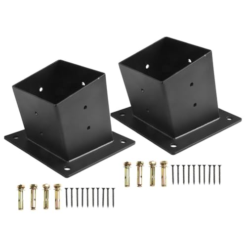 NiuLumea Soportes inclinados para pérgola de techo para montaje en pared, postes de 4 x 4 pulgadas, accesorios unidireccionales de acero con tornillos, color negro (paquete de 1/2/4)