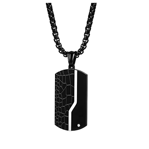 JewelryWe Collier Homme,Pendentif Plaque Dog Tag en Acier Inoxydable,Collier Insigne Militaire avec Fissure,Cadeau pour Homme Garçon