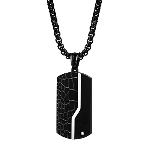 JewelryWe Collier Homme,Pendentif Plaque Dog Tag en Acier Inoxydable,Collier Insigne Militaire avec Fissure,Cadeau pour Homme Garçon