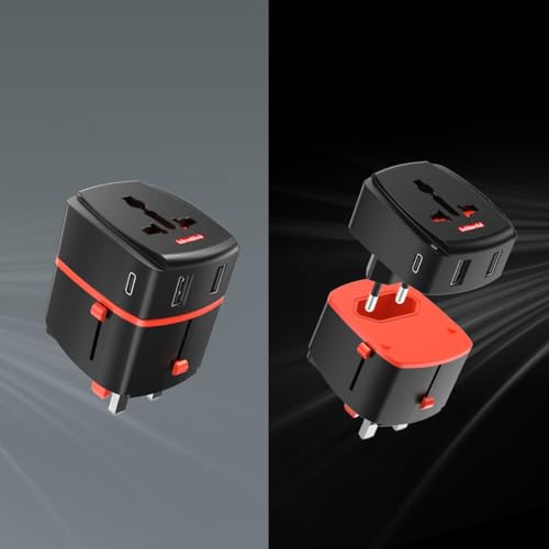 Image of Goldmedal Voltup Universal Travel Adapter with 2 Type-C & 2 Type-A USB Ports | PD Fast Charging Support | | Compatible with Multiple Plug Types | Perfect for International Travel | (Black)
