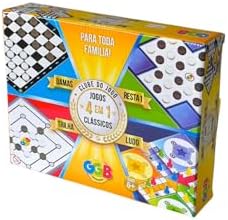 Jogo de Tabuleiro 4 Jogos em 1 Damas, Trilha, Ludo e Resta 1, GGB...