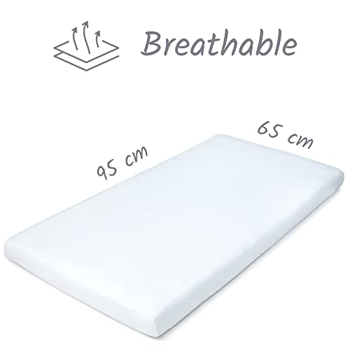 White Travel Cot Fitted Sheet - 2 Pack Organic Cotton Travel Cot Sheets 95x65 cm - Ultra Soft and Breathable Sleep Sheets - Image 3