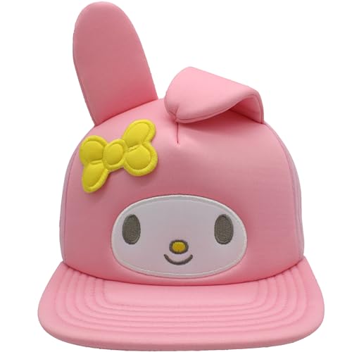 Casquette My Melody à visière plate dotée de détails en relief 3D et ruban rose