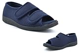 Womens Wide Open Slippers Womens Open Toe Slippers Size 6 Memory Foam Slipper Size 5 Ladies Peep Toe Slipper Touch Fastening Peep Toes Rubber Sole Touch Fasten Sizes 3-9 Navy Blue 5 UK