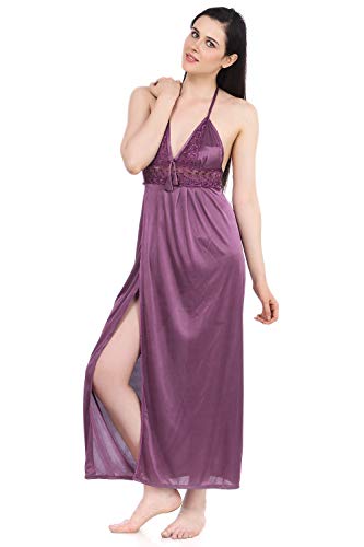 Image of Fasense Women's Satin Maxi Casual Regular Nightgown