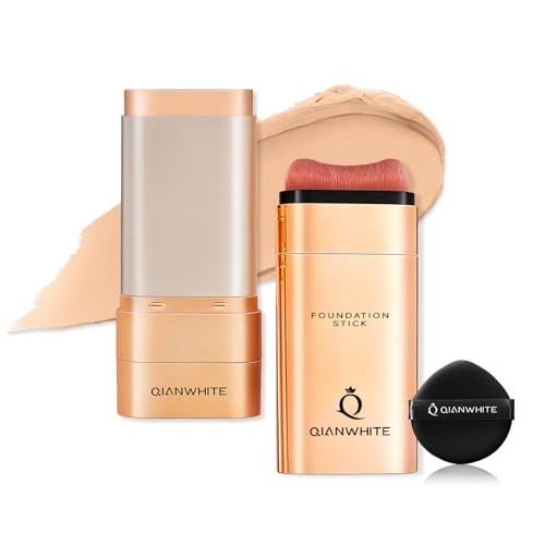 Korean Foundation Stick Foundation for Mature Skin Tint, Buildable Light to Medium Coverage Foundation Makeup Concealer, Dual-Ended with Brush for All Skin -Natural Dewy Finish (NATURAL)